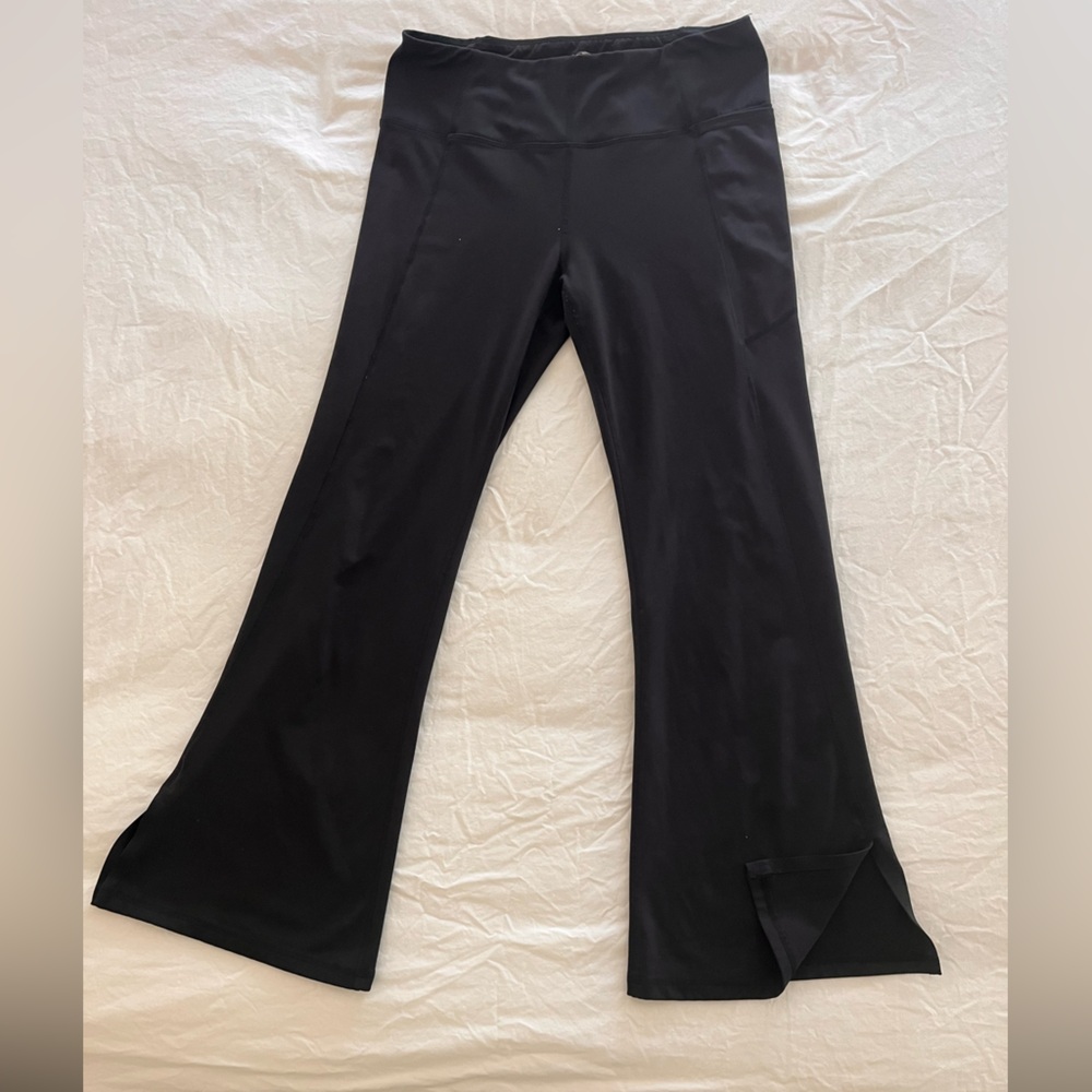 Avia Black Athletic Wide Leg Leggings Large (12–14) High Rise Workout Yoga Pants